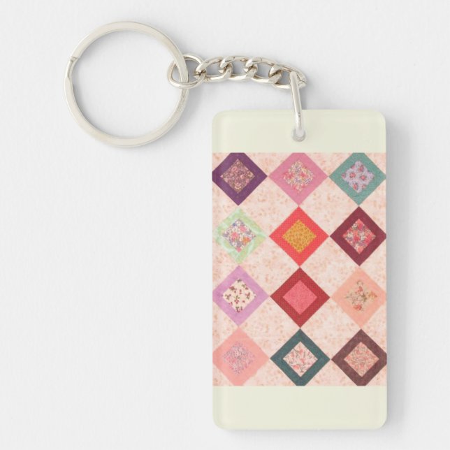 Colourful Fabrics Pattern Key Ring (Front)