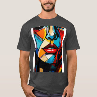 Colourful Face of a Woman Abstract Art T-Shirt
