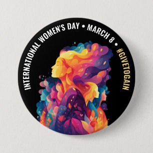 Colourful Faces Abstract Women's Day IWD 7.5 Cm Round Badge
