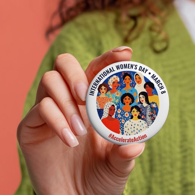 Colourful Faces | International Women's Day | IWD 7.5 Cm Round Badge (Colorful Faces | International Women's Day | IWD Button)