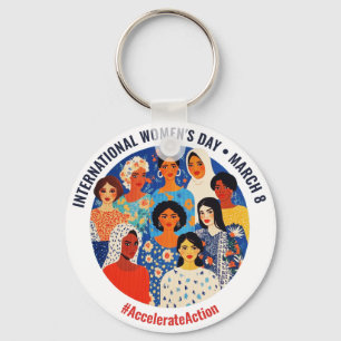 Colourful Faces   International Women's Day   IWD Key Ring