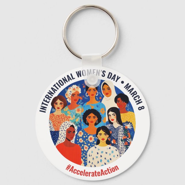 Colourful Faces | International Women's Day | IWD Key Ring (Back)