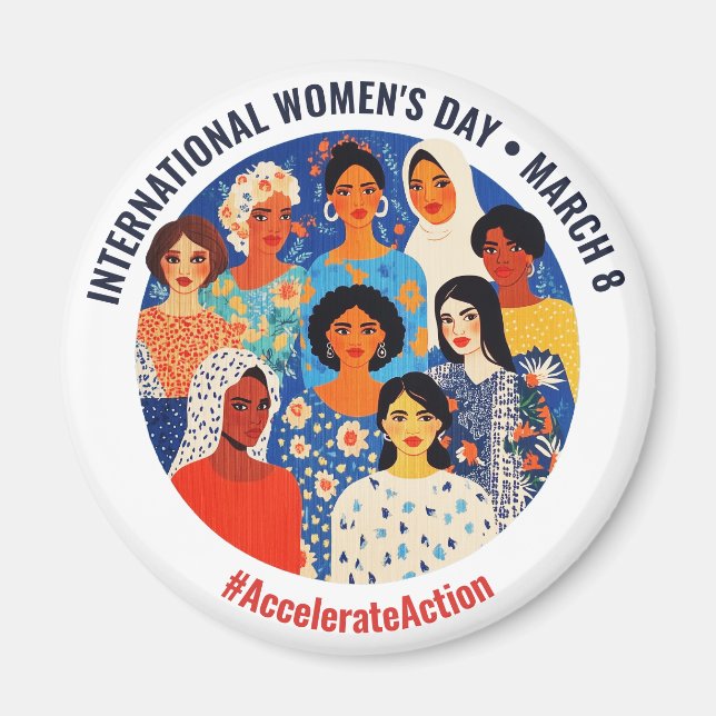 Colourful Faces | International Women's Day | IWD Magnet (Front)