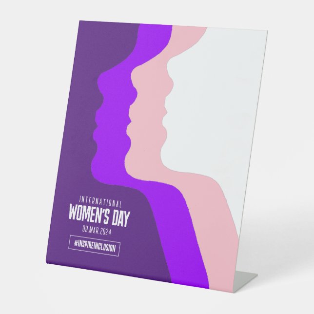 Colourful Faces International Women's Day March 8 Pedestal Sign (Front)