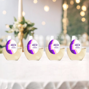 Colourful Faces International Women's Day March 8 Stemless Wine Glass