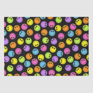 Colourful Faces on Black Tissue Paper