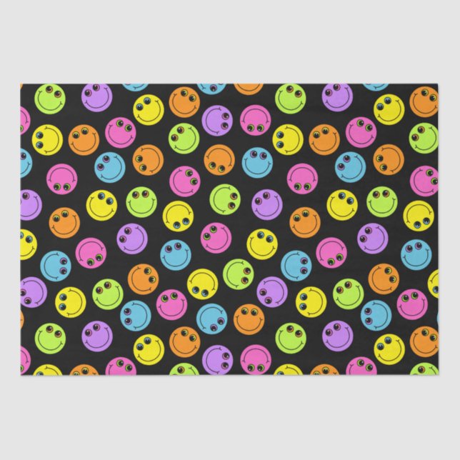 Colourful Faces on Black Tissue Paper (Front)