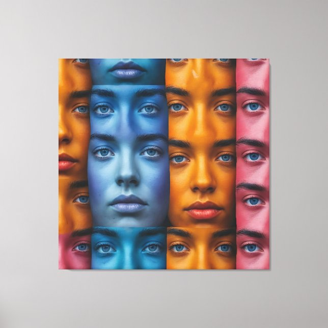 Colourful Faces Pattern Canvas Print (Front)