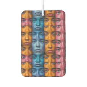 Colourful Faces Pattern Car Air Freshener