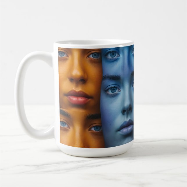 Colourful Faces Pattern Coffee Mug (Left)