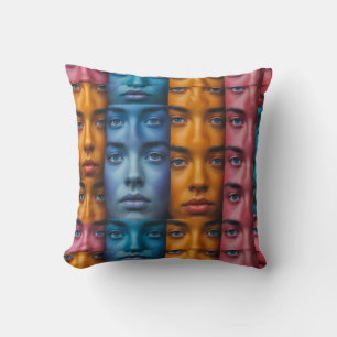 Colourful Faces Pattern Cushion