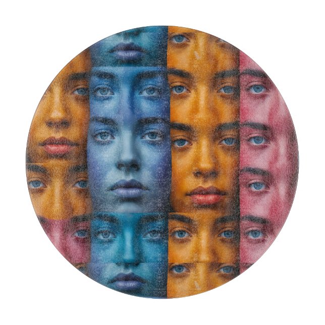 Colourful Faces Pattern Cutting Board (Front)