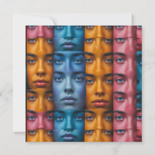 Colourful Faces Pattern Invitation