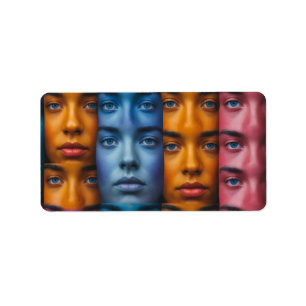 Colourful Faces Pattern Label