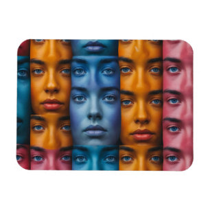 Colourful Faces Pattern Magnet
