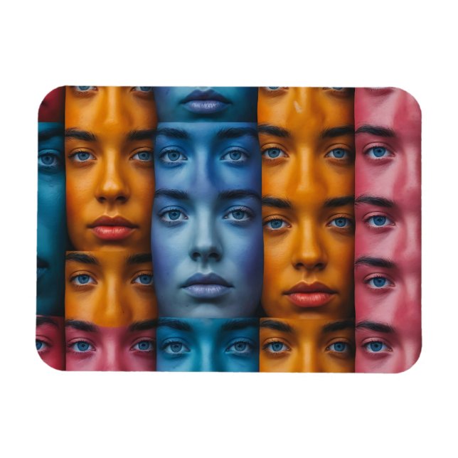 Colourful Faces Pattern Magnet (Horizontal)