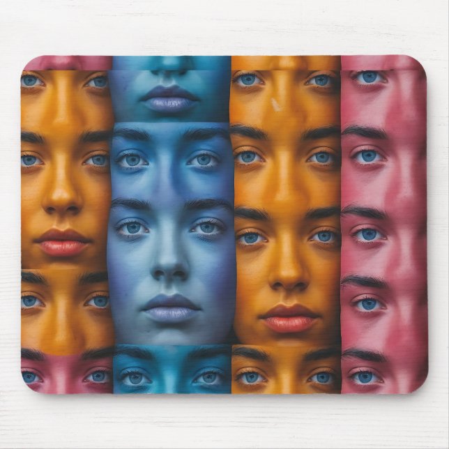 Colourful Faces Pattern Mouse Pad (Front)