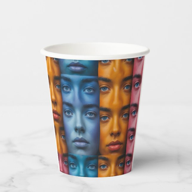 Colourful Faces Pattern Paper Cups (Front)