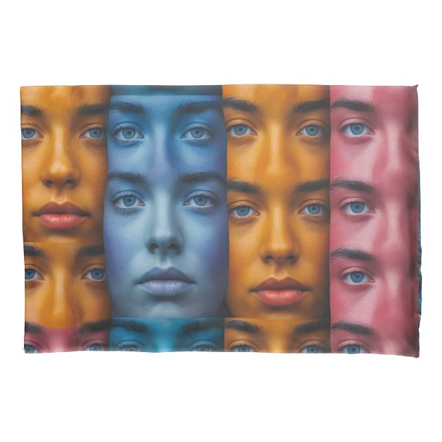 Colourful Faces Pattern Pillowcase (Front)