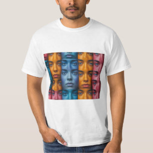 Colourful Faces Pattern T-Shirt