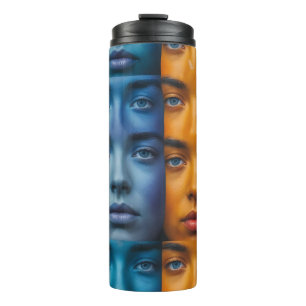 Colourful Faces Pattern Thermal Tumbler