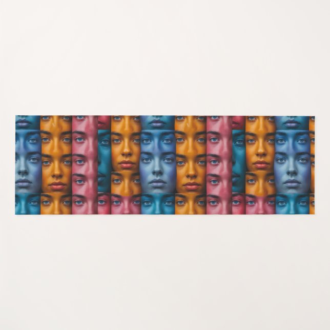 Colourful Faces Pattern Yoga Mat (Front (Horizontal))
