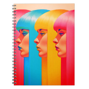 Colourful Faces Vibrant Multicolor Side Profiles Notebook
