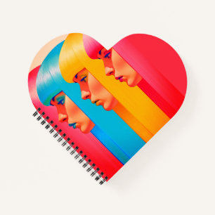 Colourful Faces Vibrant Multicolor Side Profiles Notebook