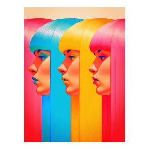 Colourful Faces Vibrant Multicolor Side Profiles Photo Print