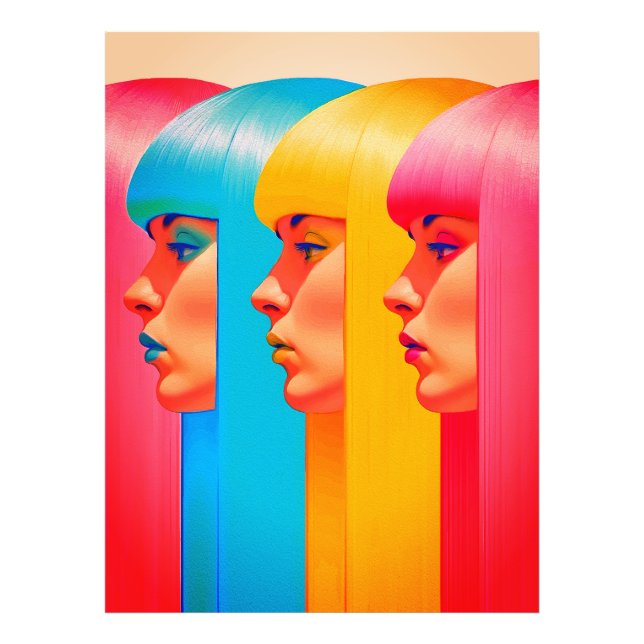 Colourful Faces Vibrant Multicolor Side Profiles Photo Print (Front)