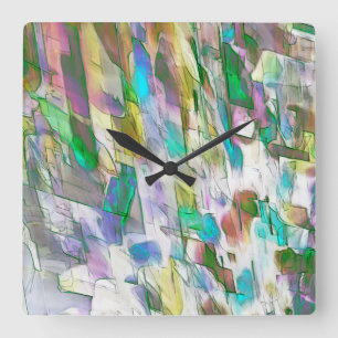 Colourful faded, opaque versus satiny fight square wall clock