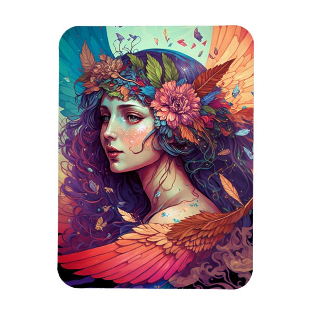 Colourful Fairy Angel Wings Fantasy Art Magnet (Vertical)