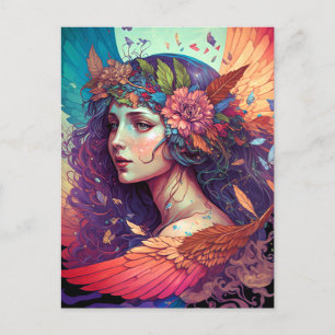Colourful Fairy Angel Wings Fantasy Art Postcard