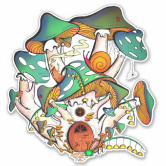 Colourful fairy mushrooms house