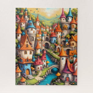 Colourful Fairy Tale Castle Village Jigsaw Puzzle