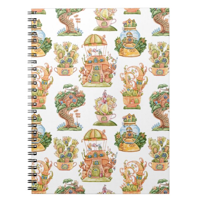 Colourful Fairy Tale Houses Pattern Notebook (Front)