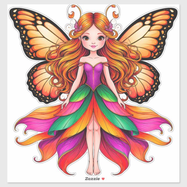 Colourful Fairy With Vibrant Butterfly Wings (Sheet)