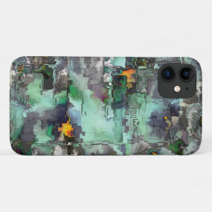 Colourful fake rock predominated mint green to gre iPhone 11 case