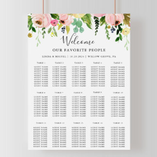 Colourful Fall Alphabetical Wedding Seating Chart