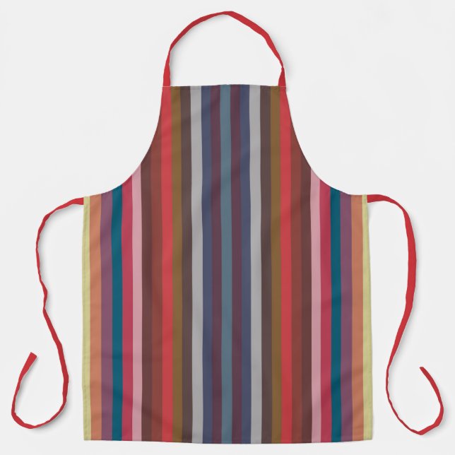 Colourful Fall And Winter Coloured Vertical Stripe Apron (Front)