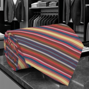 Colourful Fall And Winter Colours Diagonal Stripes Tie