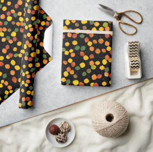 Colourful Fall Aspen Leaves Over Black All Occasio Wrapping Paper