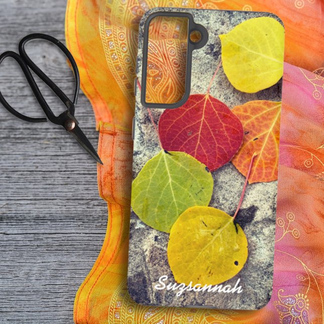 Colourful Fall Aspen Leaves Photo Personalised  Samsung Galaxy S21 Case (Creator Uploaded)