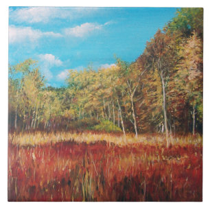 Colourful Fall Autumn Landscape Painting Ceramic Tile