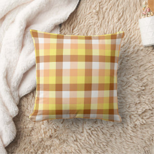 Colourful Fall Autumn Orange Plaid Pattern Cushion