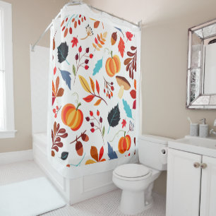 Colourful Fall Autumn Orange Pumpkin Shower Curtai Curtain