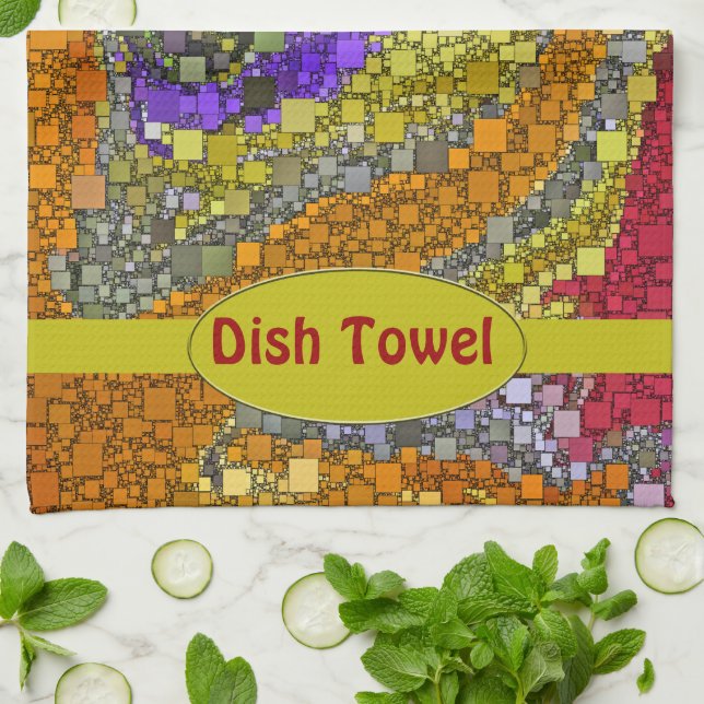 Colourful Fall Bouquet Box Design Tea Towel (Folded)