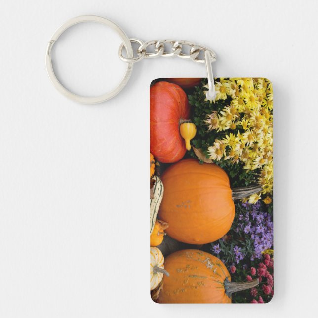 Colourful fall decorative pumpkin display key ring (Front)