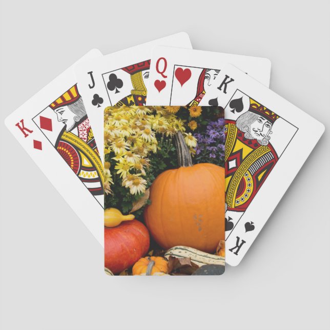 Colourful fall decorative pumpkin display playing cards (Back)
