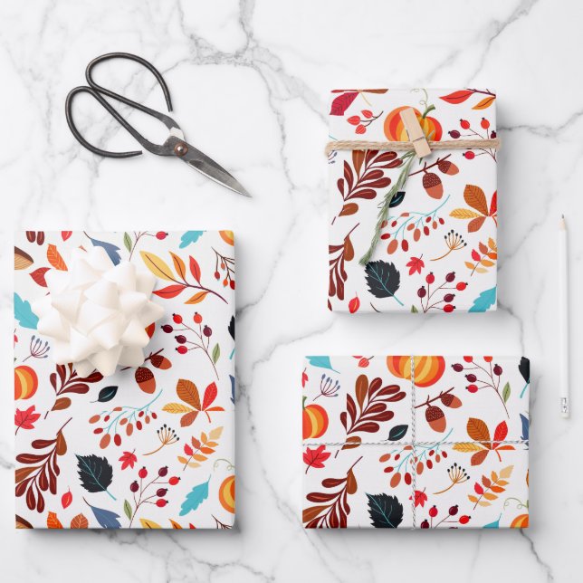 Colourful Fall Favourites | Seasonal Wrapping Pape Paper Sheet (Front)